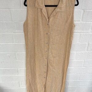 Cut Loose Linen Colorful Textured Thread Striped Maxi Sleeveless Dress sz M